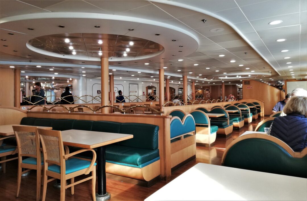 Buffet restaurant on Grimaldi Lines ferry Zeus Palace